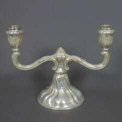 Kerzenständer - 2-flammig, 800er Silber, punziert „800“ mit Kro