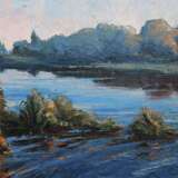 “Evening pond.” Canvas Oil paint Impressionist Landscape painting 2012 - photo 1
