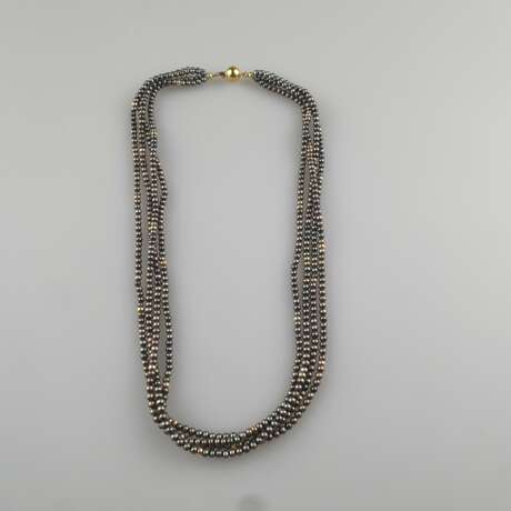 Perlencollier mit Goldschließe - viersträngig, dunkle Perlen vo - photo 1