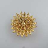 Florale Vintage-Brosche - goldfarbenes Metall, Chrysanthemenblü - фото 4