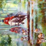 “Fox hunting” Canvas Oil paint Realist Animalistic 2018 - photo 2