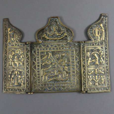 Drei Triptychon-Reiseikone - Russland, 19. Jh., Bronzelegierung - Foto 4