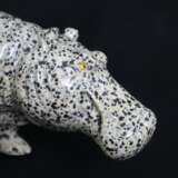 Tierplastik Nilpferd - Dalmatinerstein, geschnitzt, glatt polie - Foto 3