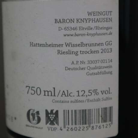 Wein - 3 Flaschen 2013 Hattenheim Wisselbrunnen Riesling Großes - photo 7
