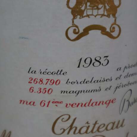 Wein - 1983 Château Mouton Rothschild, Pauillac, France, 75 cl. - Foto 6