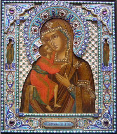 “Icon mother of God quick to hearken  in precious silver frame with enamel” Ювелирная мастерская семьи Коваль Enamel Mixed media 1875-1900 - photo 1