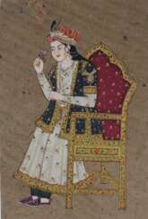 Indische Miniaturmalerei - Ganzfigur einer Mogul-Fürstin im Pru