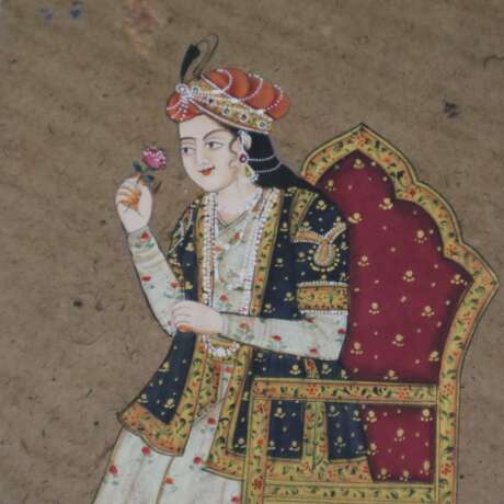 Indische Miniaturmalerei - Ganzfigur einer Mogul-Fürstin im Pru - фото 3