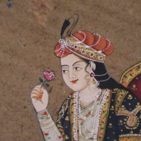 Indische Miniaturmalerei - Ganzfigur einer Mogul-Fürstin im Pru - photo 4