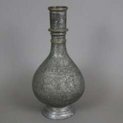 Vase - indopersisch, Kupfer versilbert / verzinnt?, birnförmige