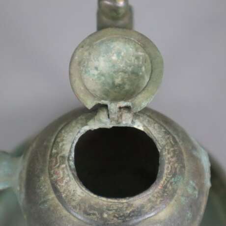 Antike Öllampe - wohl Persien, Gelbguss, altpatiniert, zweiflam - Foto 4