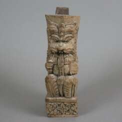 Möbel-Zierfragment mit Löwenmotiv - Indien, Holz geschnitzt, wo