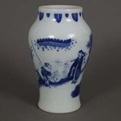 Blau-weiße Vase - China, frühe Qing-Dynastie, Porzellan, Balust