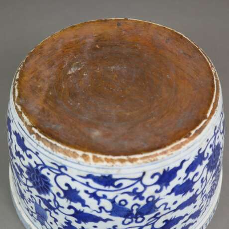 Blau-weißer Cachepot - China, zylindrische, leichte ausgestellt - photo 2
