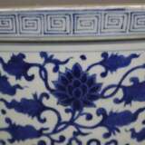 Blau-weißer Cachepot - China, zylindrische, leichte ausgestellt - photo 4