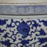 Blau-weißer Cachepot - China, zylindrische, leichte ausgestellt - photo 5