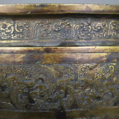 Räucherschale mit Deckel - China, Bronze mit Resten der Vergold - Foto 2