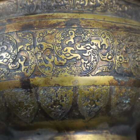 Räucherschale mit Deckel - China, Bronze mit Resten der Vergold - photo 3