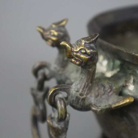 Räucherschale mit Deckel - China, Bronze mit Resten der Vergold - Foto 14