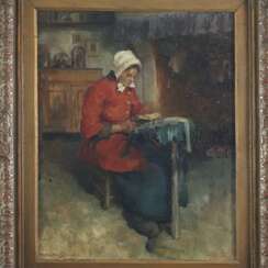 Bossche, Hubert van den (1874-1957) - Lesende Klöpplerin, Öl au