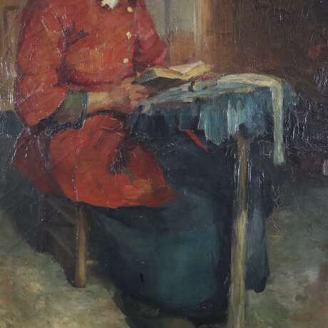 Bossche, Hubert van den (1874-1957) - Lesende Klöpplerin, Öl au - Foto 9