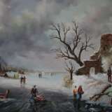 Claes, F. (XX) - Zwei zugefrorene Uferlandschaften mit Figurens - photo 7