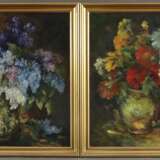 Darion (20. Jh.) - Zwei Blumenstillleben, 1987, Öl auf Platte, - photo 1