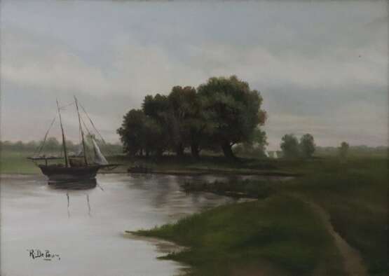 De Pauw, René (1887-1946) - Wasserlandschaft mit Segelboot und - photo 1