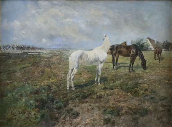 Ebner, Richard (1860-1911) - Auf der Pferdekoppel, Öl auf Leinw - photo 1