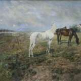 Ebner, Richard (1860-1911) - Auf der Pferdekoppel, Öl auf Leinw - Foto 1