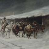 Kaiser, E. A. (19./20. Jh.) - Winterliche Szene mit Pferdestati - photo 3
