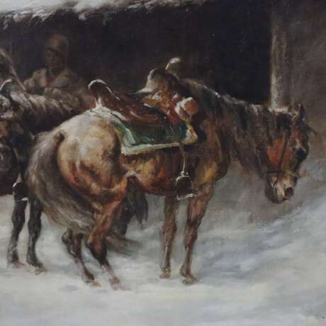 Kaiser, E. A. (19./20. Jh.) - Winterliche Szene mit Pferdestati - photo 7
