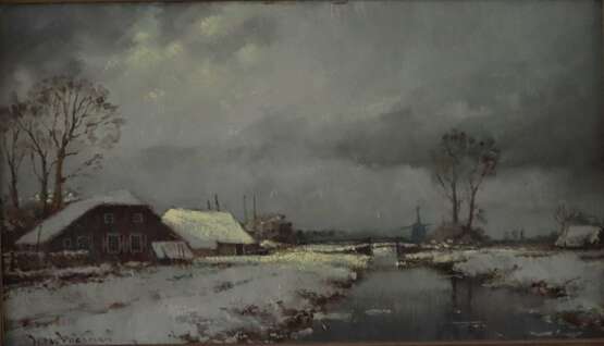 Voerman (20.Jh.) - Holländische Winterlandschaft, Öl auf Leinwa - photo 1