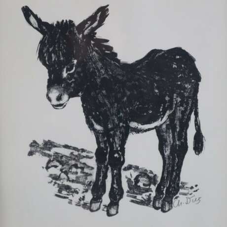 Diez, Christa (*1926) - Eselfohlen, Lithografie, um 1960, unten - фото 1