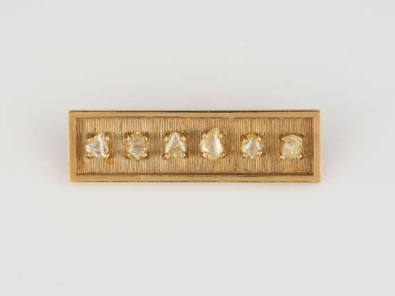 DIAMANT-BROSCHE Gelbgold. 5,0 x 1,5 cm, Ges.-Gew. ca. 16,4 - Foto 1
