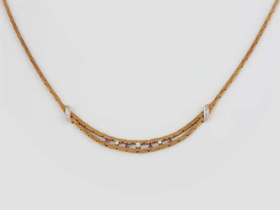 EDELSTEIN-COLLIER Gelbgold, Weißgold. L. 49 cm, Ges.-Gew. - Foto 1