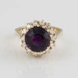 AMETHYST-RING MIT DIAMANTEN Gelbgold. Ringmaß ca. 52,5, Ge - Foto 1