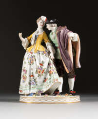GALANTES PAAR Deutsch, Thüringen, Volkstedt, 19. Jh. Porz