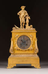 KAMINUHR Frankreich, 2. H. 19. Jh. Bronze, vergoldet, Met