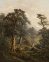 ABRAHAM HULK II 1851 - 1922 Waldlandschaft mit Reisigsamml