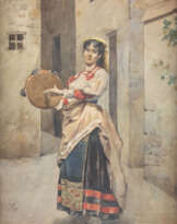 GIUSEPPE AURELI 1858 Rom - 1929 Anzio Tamburinspielerin (1
