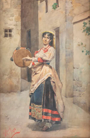 GIUSEPPE AURELI 1858 Rom - 1929 Anzio Tamburinspielerin (1 - фото 1