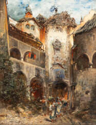 ROBERT ALOTT 1850 Graz - 1910 Wien Gasse mit Torturm und S