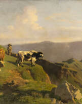 EDMUND MAHLKNECHT (UMKREIS) 1820 - 1903 Auf der Alm Öl au