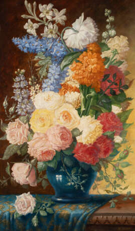 N. HENRY Tätig 1/2 20. Jh. Blumen in Vase Öl auf Holz. 90 - фото 1