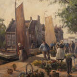 HANS ADOLF HORNEMANN 1866 - 1916 Blumenmarkt in Holland Ö - фото 1