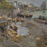 Fishing Boats, Gurzuf, signed, inscribed in Cyrillic "Gurzuf" and dated 1911. - Foto 1