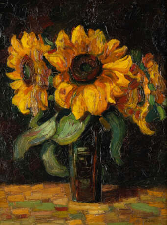 JAN CHRISTIAN POORTENAAR 1886 - 1958 Sonnenblumen Öl auf - photo 1