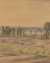 P. A. WEBER tätig um 1930 Rheinische Landschaft mit Spazie