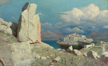 View of Calvi, Corsica, signed and inscribed “Calvi”.